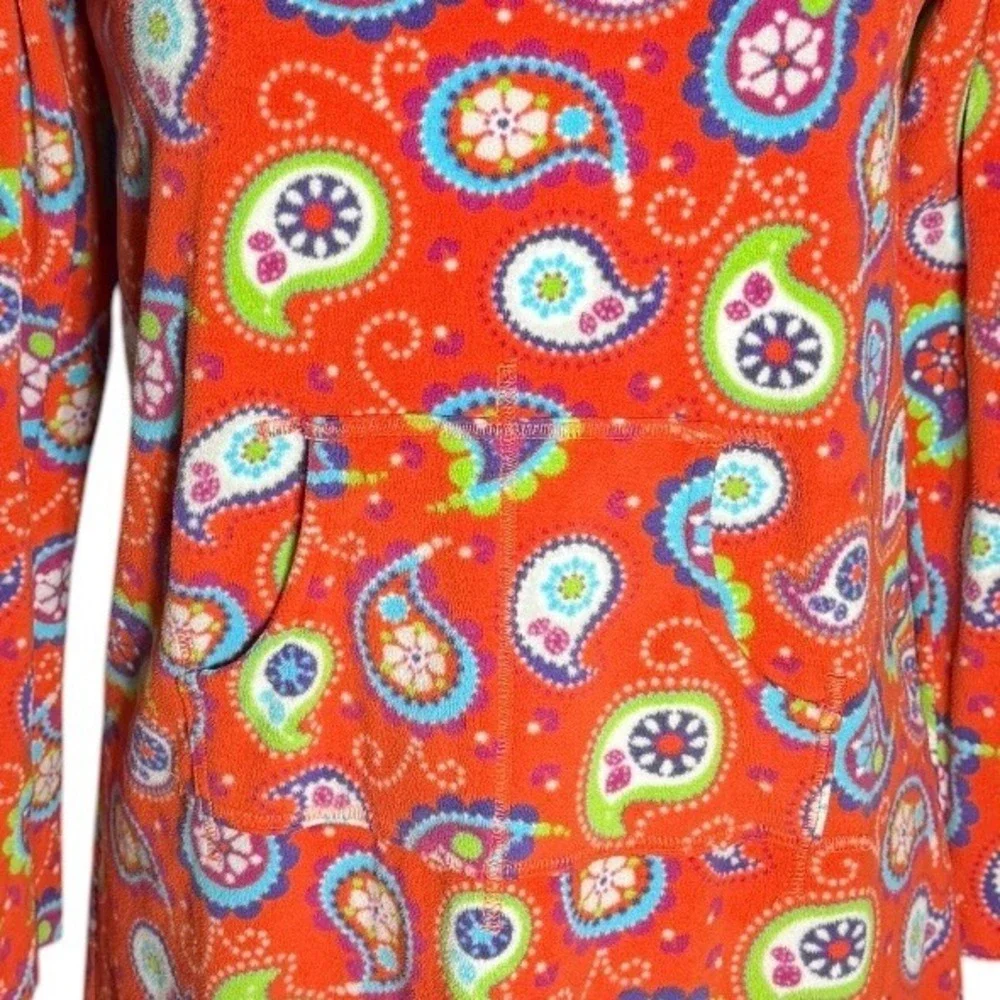 Hanna Andersson Girls Orange Paisley Fleece Funnel Neck Dress Size 160 38296